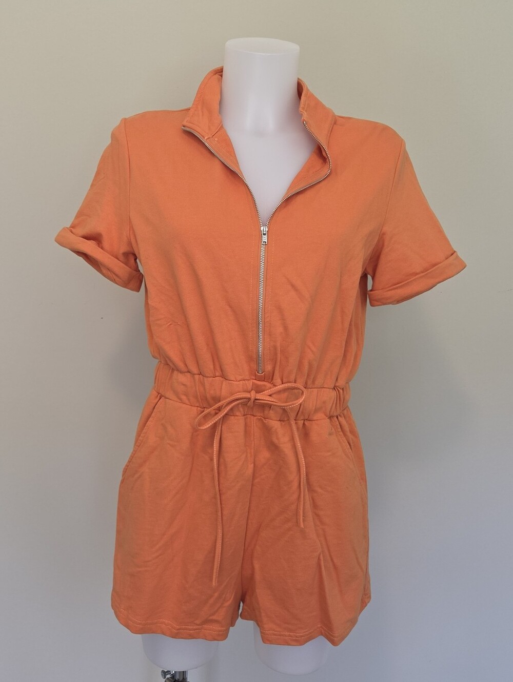 100% Cotton Nwot Terry Bright Orange Short Sleeve Romper